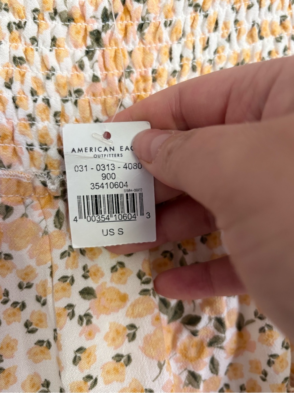 American Eagle Smocked Waist Floral Tiered Mini Skirt White Yellow NWT Small - Picture 5 of 7